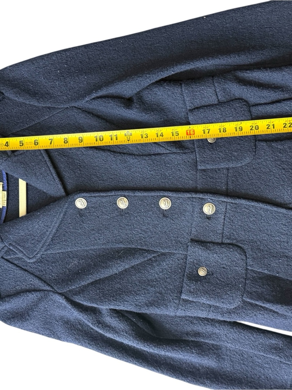 Elevenses Anthropologie Navy Wool Blend Military Peplum Jacket XS - Picture 10 of 16